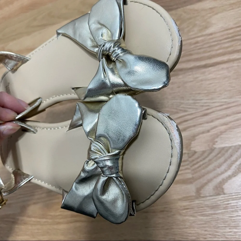 Gymboree Gold Knot Bow Sandals Sz 12 Girls Toddler